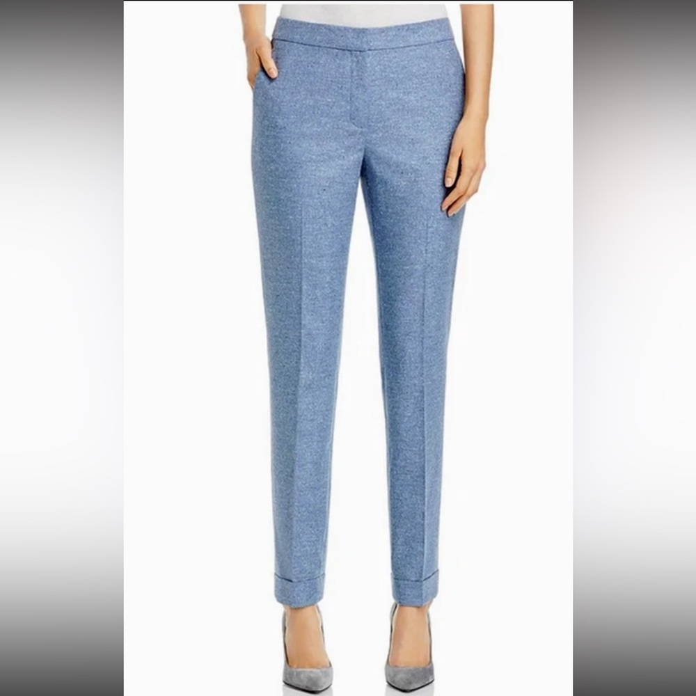 Lafayette 148 NY • Clinton Wool Blend Cuffed Pants Blue Dusk Size 10  $478 MSRP